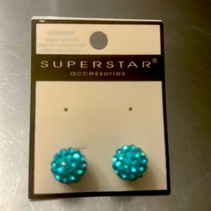 5/$15 Superstar blue ball earrings